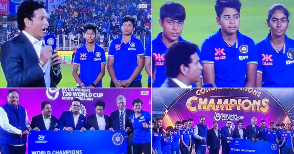 3Rd T20 Match In Ahmedabad Felicitated The 15 Girls Who Won The World Cup, Sachin Tendulkar Was Present !!
