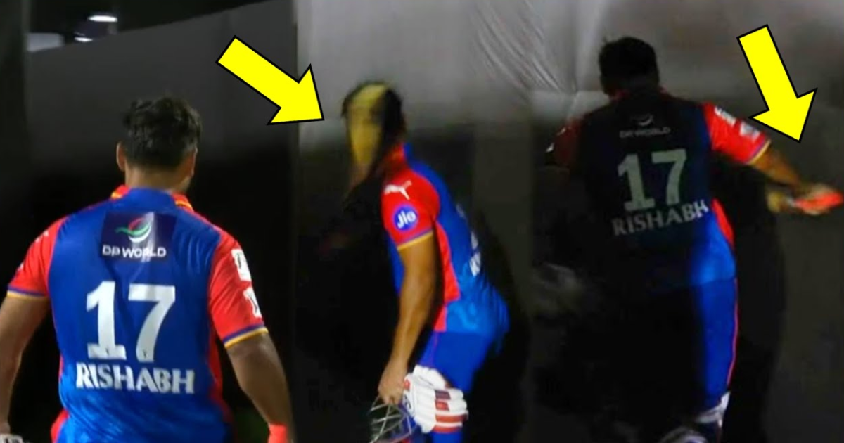 ipl-2024-rishabh-pant-shows-aggression-and-frustration-hits-bat-on-curtains-after-dismissed-on-chahal-ball