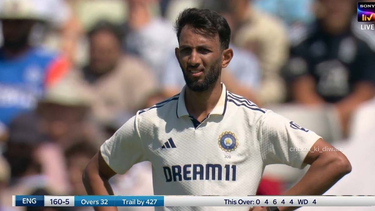 Jamie Smith smashes 23 runs off a single Prasidh Krishna over in Edgbaston Test.