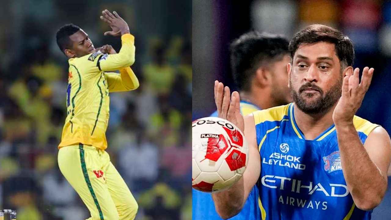 Akeal Hosein and MS Dhoni, IPL 2026